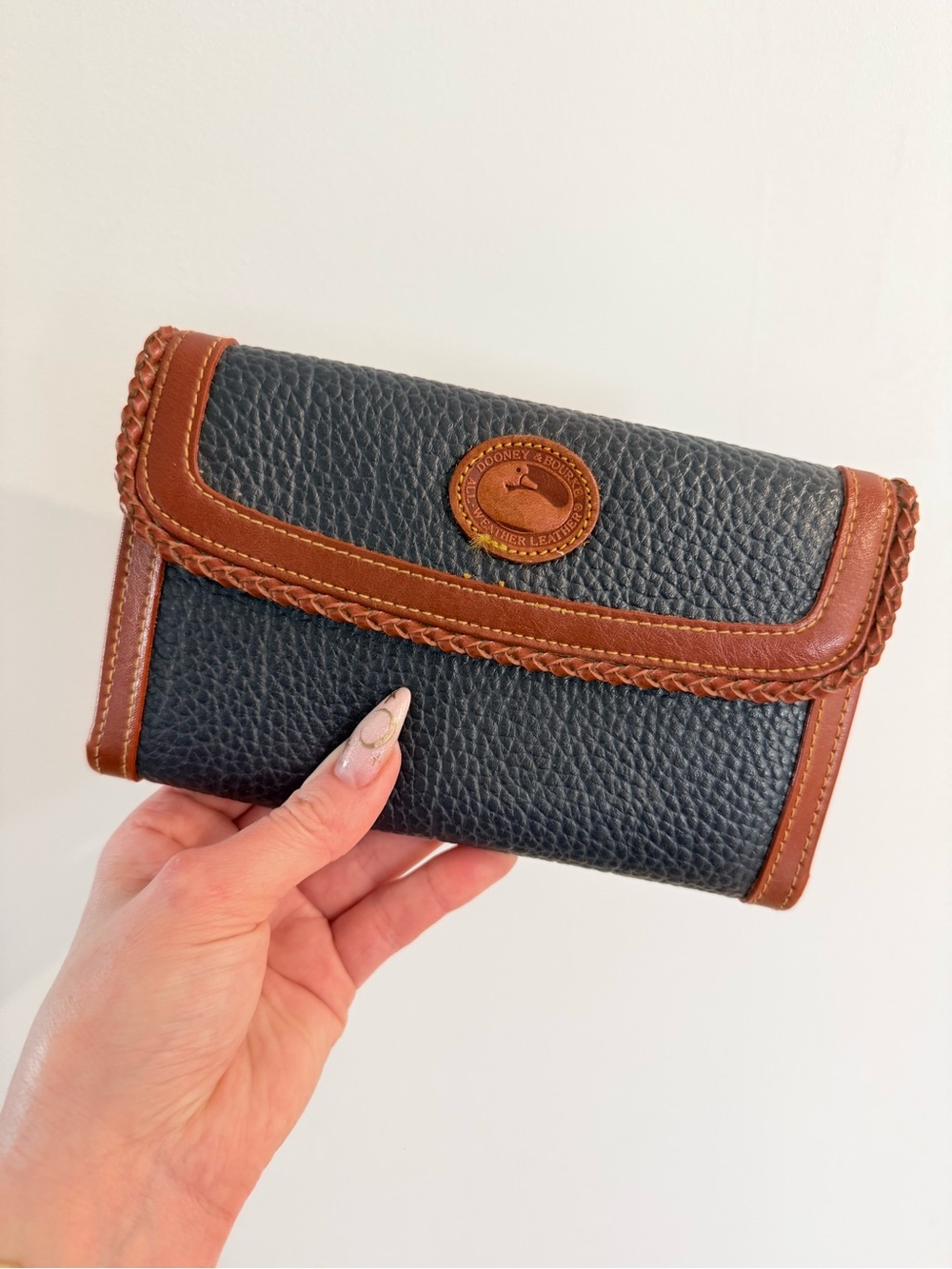 DOONEY & BOURKE All-Weather Leather (AWL) Vintage Checkbook Clutch Wallet.